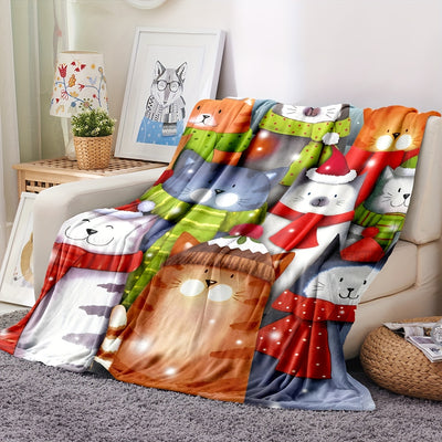 Our Warm and Cozy: Cat Wearing Hat Scarf Christmas Atmosphere Blanket is an ideal blanket for home, office, and travel use. It offers a soft, comfortable layer of insulation that will keep you warm and cozy.