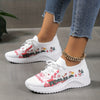 Festive Fun: Women's Christmas Knitted Sneakers with Santa Claus & Snowman Print - Perfect for Casual Walking and Sports Activities