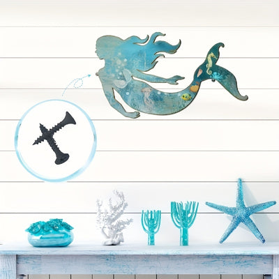 Enchanting Mermaid Metal Wall Art Decoration: Creative Living Room Art and Gothic Ornaments for Halloween Decor