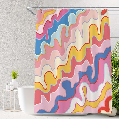 Bohemian Dazzle: Enhance Your Bathroom with this Multi-Purpose Shower Curtain featuring an Oil Painting Window Design