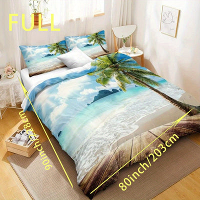 Sunny Beach Palm Tree Duvet Cover Set: Embrace the Tropical Vibes in Your Bedroom