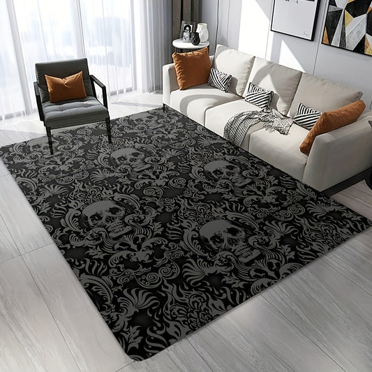 This Gothic Halloween Skull Area Rug is the perfect addition to living rooms, bedrooms, and other spaces, bringing stylish home décor to life. Made of modern materials, the rug’s gothic skull design is sure to spook up any area.