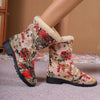 Women's Retro Floral Print Snow Boots: Thermal Plush-Lined Mid-Calf Boots for Winter Outdoor Style