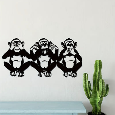 Monkey Trio Metal Wall Art - A Crafted Primate Gift Symbolizing Hear No Evil, See No Evil, Speak No Evil