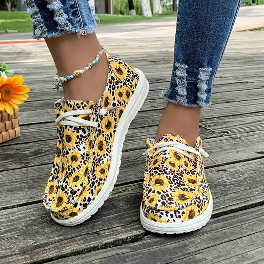 Durable and stylish, these Sunflower Print Canvas Shoes offer superior lace up support. Featuring a low top design, these walking shoes provide comfort and protection during long walks. Perfect for outdoor exercise and leisure activities.