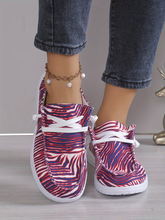 Our Stylish and Comfortable Women's Striped Pattern Canvas Shoes are designed for lightweight fashion and all-day comfort. Featuring a stylish striped pattern and casual lace-up design, these canvas shoes are perfect for outdoor activitie
