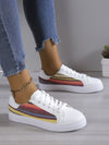 Versatile Low-Top Colorblock Casual Sneakers: Stylish Lace-Up Skate Shoes for Women