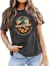 Serenade in Style: Guitar Letter Slogan Print Crew Neck T-shirt – A Must-Have For Trendy Women!