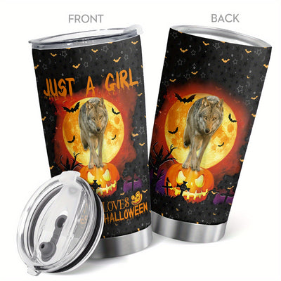 20oz Halloween Wolf & Bat Tumbler - Perfect Gift for Women and Wolf Lovers - Ideal for Birthdays, Christmas, and Valentine's Day