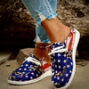 Patriotic Women's Flag and Leopard Pattern Canvas Slip-On Shoes - Lightweight and Comforrtable and Versatile Walking Shoes - Perfect for the 4th of July!