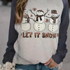 Festive Winter Charm: Snowman Snowflake Print Sweatshirt - Captivating Casualwear for Women