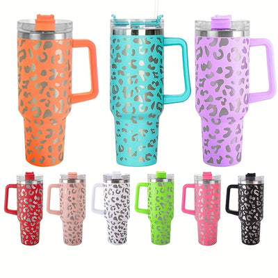 40oz Leopard Steel Water Bottle, Leakproof, Insulated, and Perfect for Outdoor Activities - The Perfect Gift for Any Occasion!