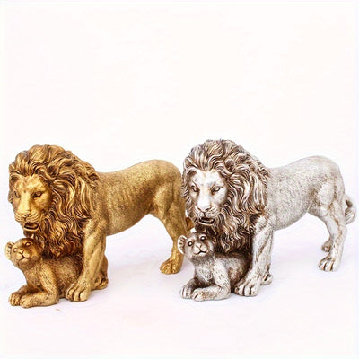 The Majestic Resin Lion and Child Statue: A Symbol of Divine Protection and Love for Your Home