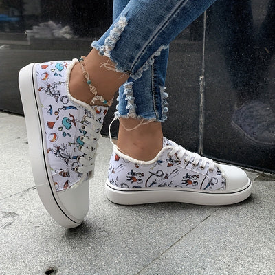 Playful Prints: Women's Cartoon Canvas Shoes for Comfy and Casual Style