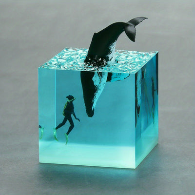 Ocean Resin Whale: A Magical Zodiac Cube Ornament, Night Light, and Novelty Gift for Valentine's Day, Bedroom, Nursery, or Bedside