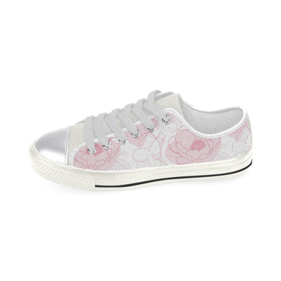 Peonies Shoes, Hand Drawn Women's Classic Canvas Shoes