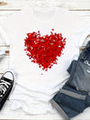 Fluttering Love: Butterfly Heart Print Crew Neck T-Shirt - A must-have for Spring/Summer Women's Casual Wear