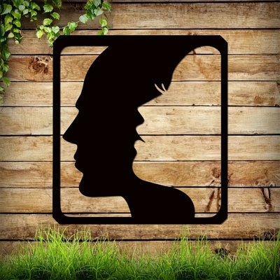 Stylish Metal Wall Art: Man and Woman Face Shape Design for Stunning Home Decor