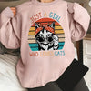 Playful Purrfection: Women's Plus Size Casual Sweatshirt with Funny Cat Slogan Print for Fall/Winter Fashion