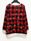 Cozy and Festive: Women's Plus Size Christmas Casual Sweatshirt with Elk Plaid Print