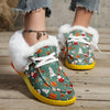 Featuring a Santa Claus and snowman print, these festive women's canvas shoes are the perfect way to stay warm and comfy this winter. A plush lining and fluffy exterior make these flats extra snuggly and cozy, perfect for a holiday celebration!