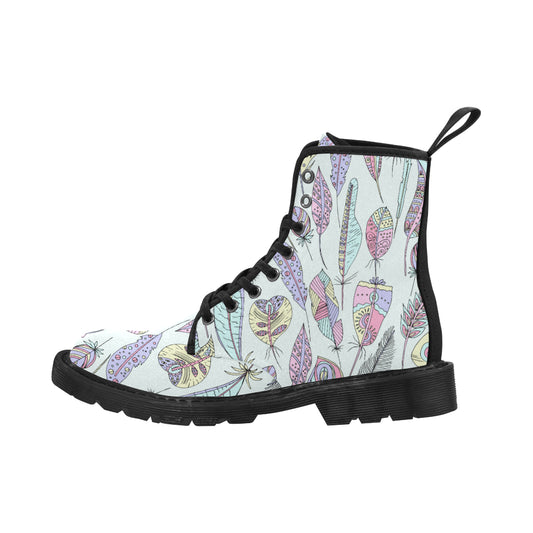 Mandala Feathers Boots, Peacock Feathers Martin Boots for Women