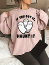 Cute Ghost Print Sweatshirt: Spooktacular Style for Plus-Size Halloween Enthusiasts