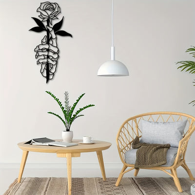 Artistic Deer Skull Hands Metal Wall Décor: Nature-Inspired Living Room Statement Piece