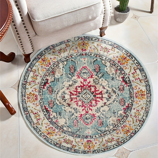This luxurious vintage Persian carpet is sure to enhance the look of any living room or bedroom. Woven from premium quality polyester, this non-slip, washable floor mat is both stylish and practical. Enjoy a timeless, boho chic look that never fades.
