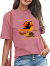 Enchanting Witch Letter Print Crew Neck T-Shirt: Embrace Casual Elegance for Spring and Summer