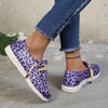 Stylish Purple Leopard Print  Women's Canvas Shoes - Lightweight and Comfortable Lace-Up Walking Shoes