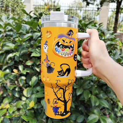 40oz Halloween Pumpkin Stainless Steel Thermal Water Bottle With Handle, The Perfect Gift for Any Occasion!