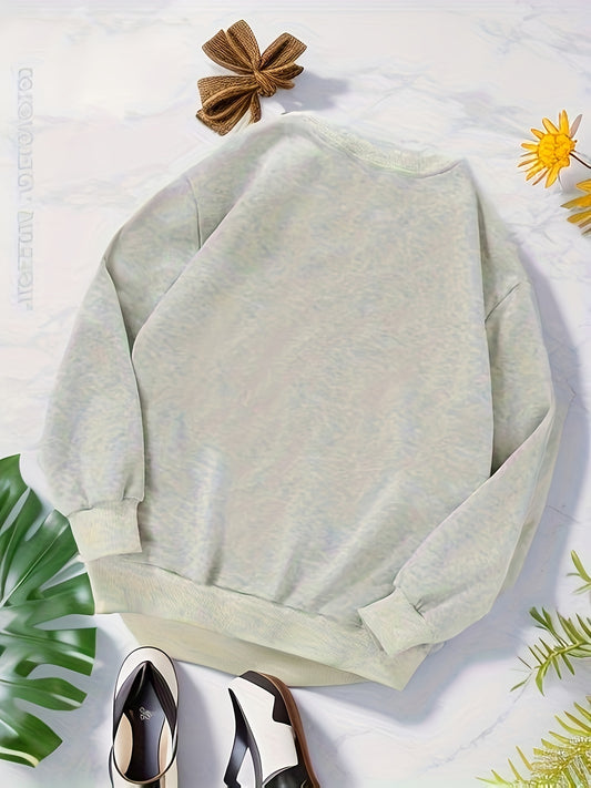 Cozy Comfort: Women's Plus Size Casual Sweatshirt with Football Figure Print