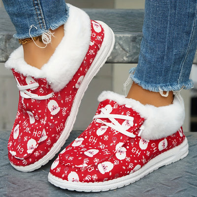 Winter Wonder: Women's Santa Claus Pattern Canvas Shoes - Stylish & Cozy Holiday Footwear