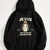 The Jesus Pattern Hoodie: Stay Warm and Stylish in this Casual Drawstring Hooded Sweatshirt for Winter/Fall Women's Clothing