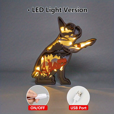 Quirky and Cute: French Bulldog Wooden Art Night Light - A Delightful Table Decor for Dog Lovers