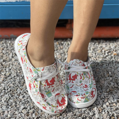 Festive Footwear: Women's Santa Claus Print Shoes - Casual, Comfortable, and Chic Christmas Fashion