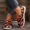 Halloween Pumpkin Pattern Women's Canvas Shoes - Casual Lace Up Low Top Flat Shoes for Comfortable Walking