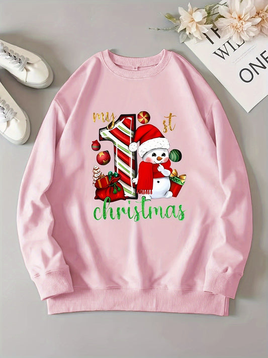 Stay cozy all season long with the Festive Charm women's sweatshirt. This stylish pullover features a unique Christmas print to give any outfit a festive touch. Constructed of soft fabric, it provides superior comfort without compromising on style.