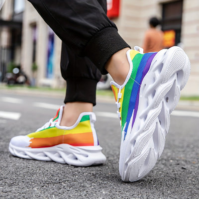 Stride in Style with Rainbow Slip-On Blade Sneakers: Odor-Resistant, Lightweight, and Breathable Athletic Shoes for Men