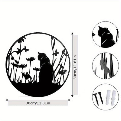 Elegant Metal Black Cat Silhouette Wall Art: The Perfect Gift for Cat Lovers