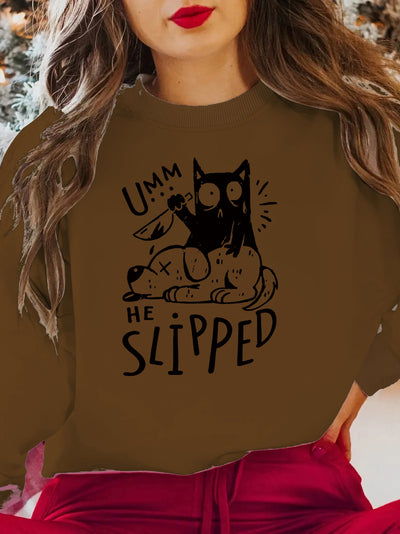 This Cute Cat and Puppy Slogan print plus size Sweatshirt will bring a cozy and fashionable update to your Fall and Winter wardrobe. It is made of a soft and stretchable fabric designed to provide comfortable wear and a flattering fit. Upgrade your wardrobe with this stylish addition.