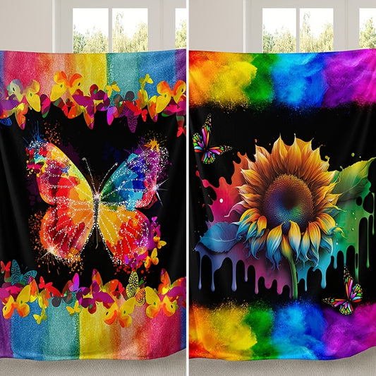 Wrap up in luxurious warmth with this luxurious Colorful Butterfly Floral Sunflower Flannel Blanket, designed to elevate your décor and bring comfort and coziness to any setting. Crafted with premium flannel fabric, its vividly detailed pattern of butterflies and sunflowers is sure to make a classic statement.