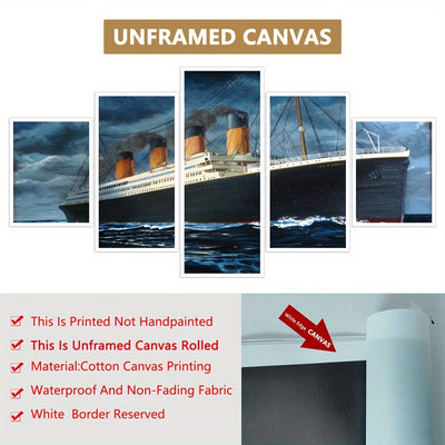 Timeless Titanic: Retro Canvas Painting 5-Pack - A Nostalgic Home Decor Addition