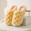 Cozy Plaid Pattern Warm Home Slippers: Slip-On, Round Toe, Non-Slip Fluffy Soft Sole Slides Shoes