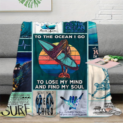 The Perfect Surfing Lovers Flannel Blanket for Ultimate Comfort and Style: Your Year-round Nap and Home Décor Essential - Ideal Birthday and Holiday Gift for Family and Friends - Easy to Clean and Maintain!