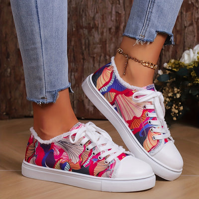 Art-Inspired Lace-Up Canvas Sneakers: Elevate Your Casual Style with Printed Low Tops