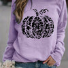 Halloween Pumpkin Pattern Sweatshirt: Spooky and Stylish Crew Neck Long Sleeve for Women