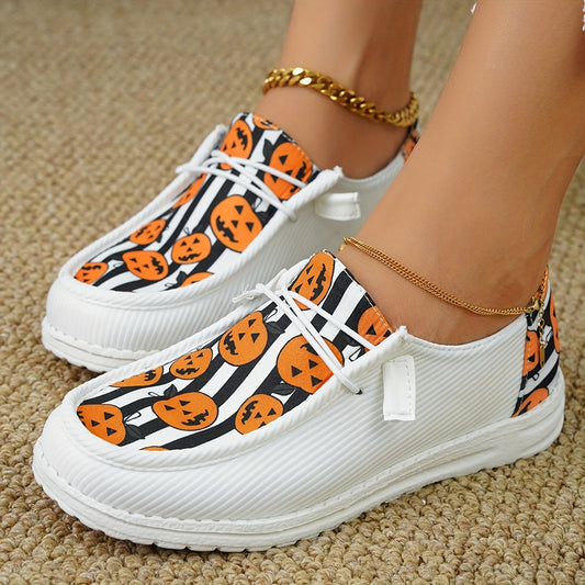 Be stylish and comfortable this Halloween in these trendy women's canvas shoes featuring a striking pumpkin striped print. Providing excellent breathability and cushioning, these lightweight shoes will keep your feet feeling great whether you're carving pumpkins or just carving your own style.