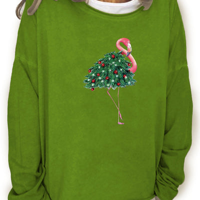 Festive Christmas Print Sweatshirt: Stylish and Comfortable Women's Casual Long Sleeve Crew Neck Sweatshirt